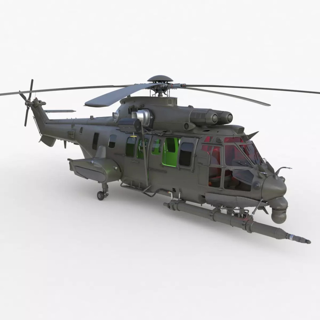 Eurocopter EC 725 3D Model – High Detail Helicopter, Rigged, Vray - View 2