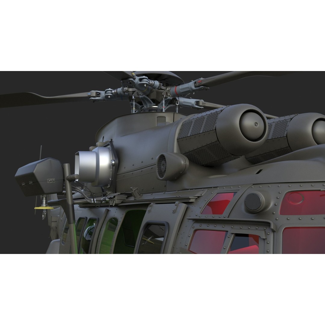 Eurocopter EC 725 3D Model – High Detail Helicopter, Rigged, Vray - View 26