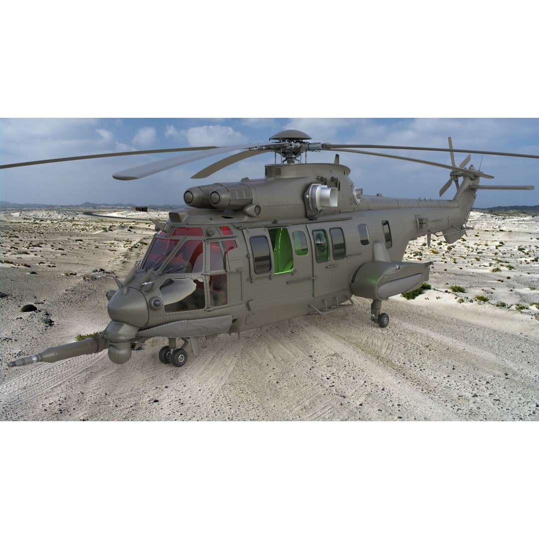 Eurocopter EC 725 3D Model – High Detail Helicopter, Rigged, Vray - View 4