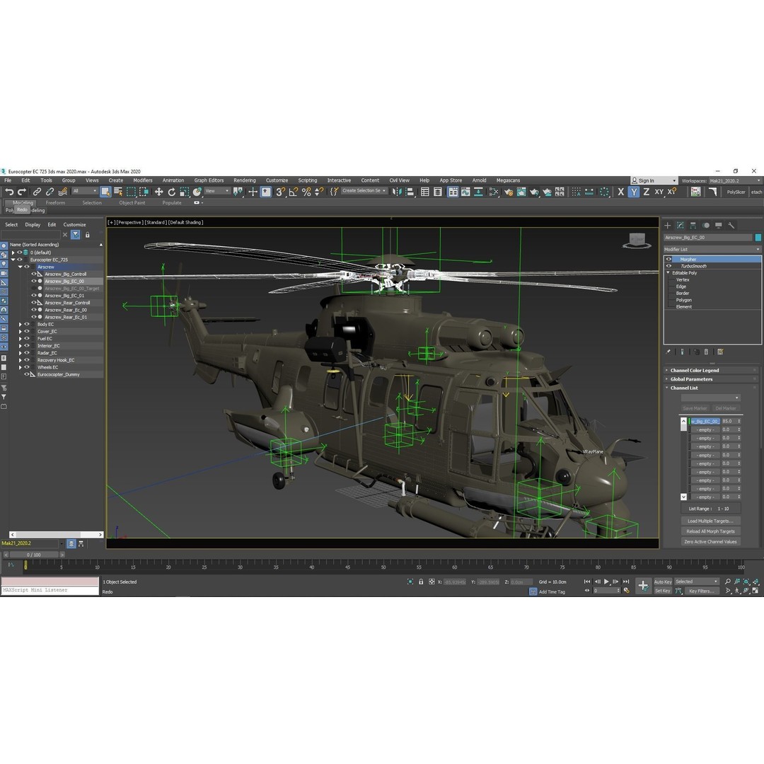 Eurocopter EC 725 3D Model – High Detail Helicopter, Rigged, Vray - View 69