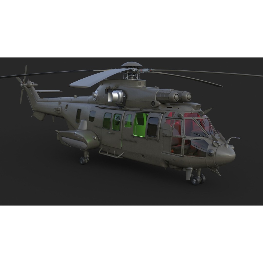 Eurocopter EC 725 3D Model – High Detail Helicopter, Rigged, Vray - View 9
