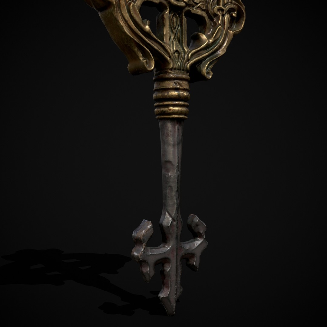 Ornate Exalted Key 3D Model – Low Poly PBR Asset, FBX & OBJ - View 12