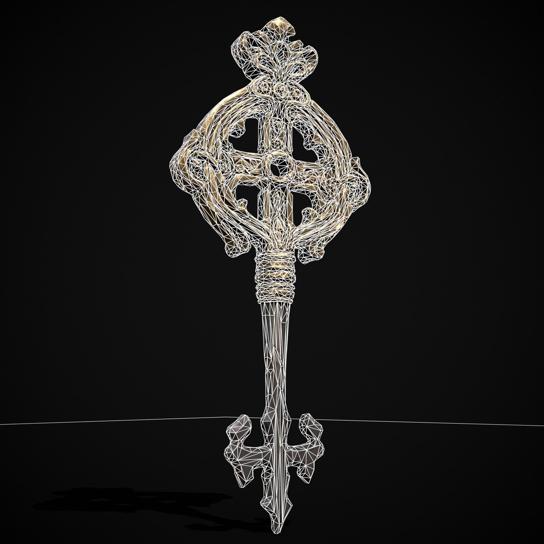 Ornate Exalted Key 3D Model – Low Poly PBR Asset, FBX & OBJ - View 3