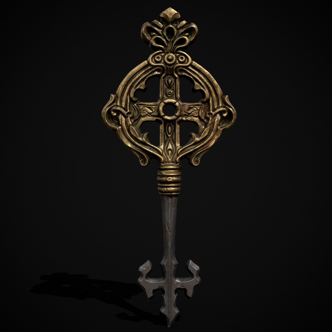 Ornate Exalted Key 3D Model – Low Poly PBR Asset, FBX & OBJ - View 4