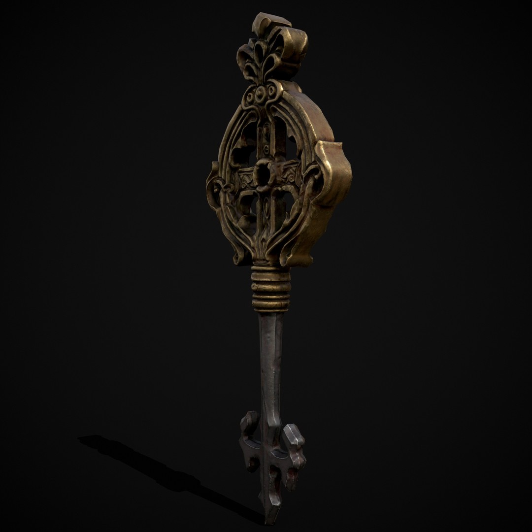 Ornate Exalted Key 3D Model – Low Poly PBR Asset, FBX & OBJ - View 6