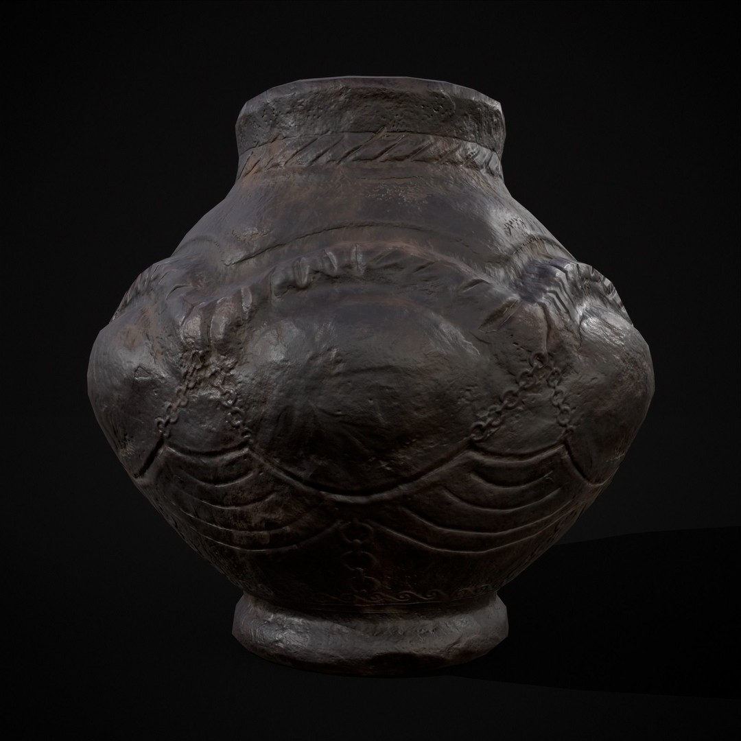 Sculpted Five Pottery Set 3D Model – Low Poly Kitchenware, FBX & OBJ - View 12