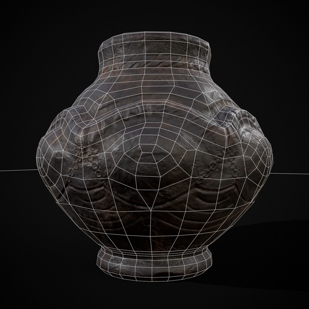 Sculpted Five Pottery Set 3D Model – Low Poly Kitchenware, FBX & OBJ - View 13