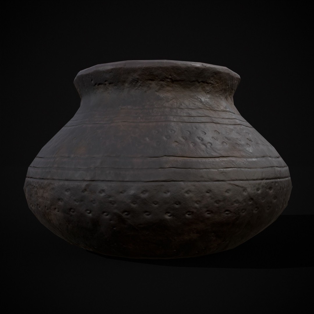 Sculpted Five Pottery Set 3D Model – Low Poly Kitchenware, FBX & OBJ - View 14