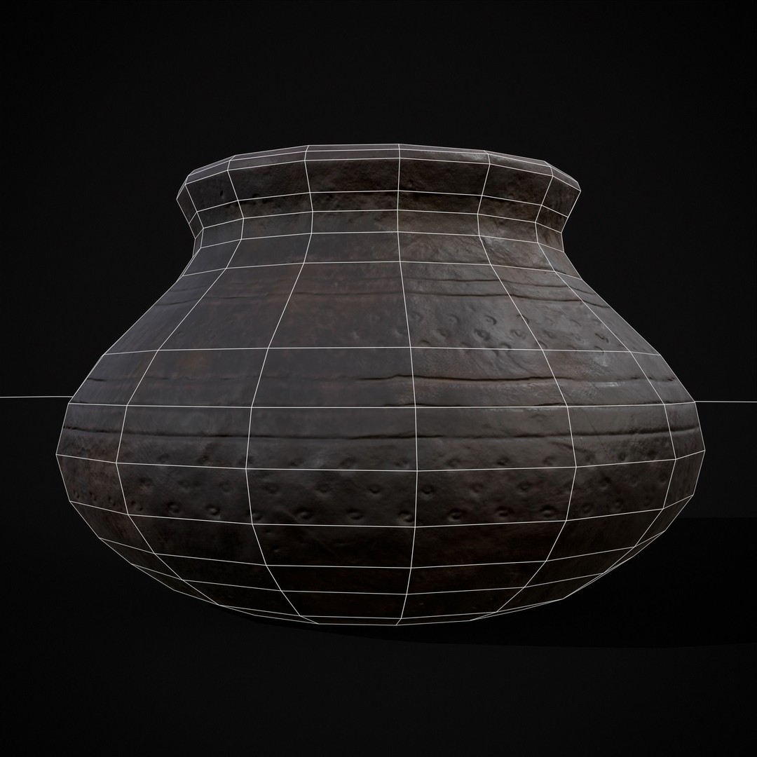 Sculpted Five Pottery Set 3D Model – Low Poly Kitchenware, FBX & OBJ - View 15