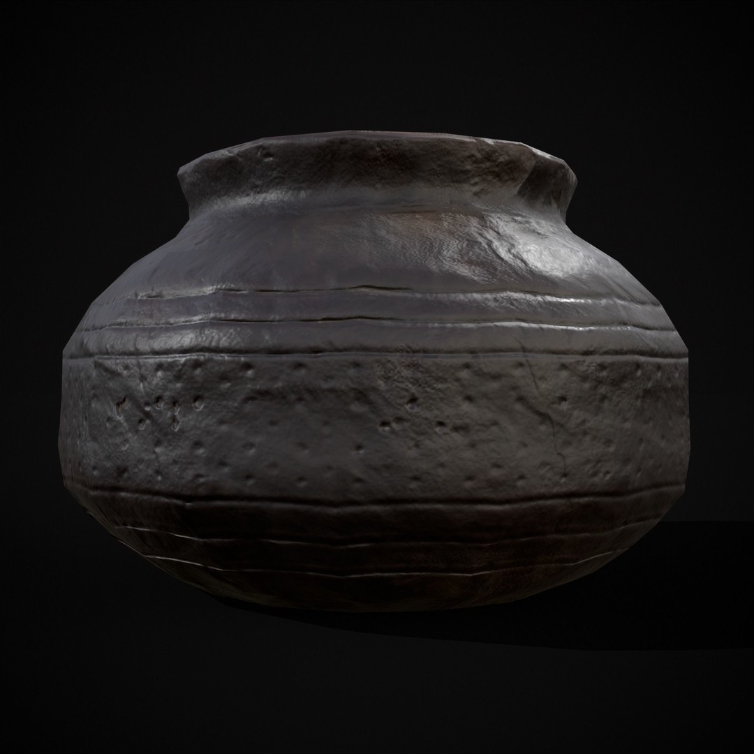 Sculpted Five Pottery Set 3D Model – Low Poly Kitchenware, FBX & OBJ - View 16