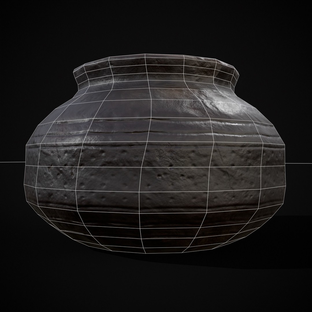Sculpted Five Pottery Set 3D Model – Low Poly Kitchenware, FBX & OBJ - View 17