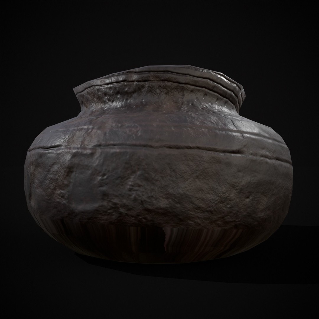 Sculpted Five Pottery Set 3D Model – Low Poly Kitchenware, FBX & OBJ - View 18