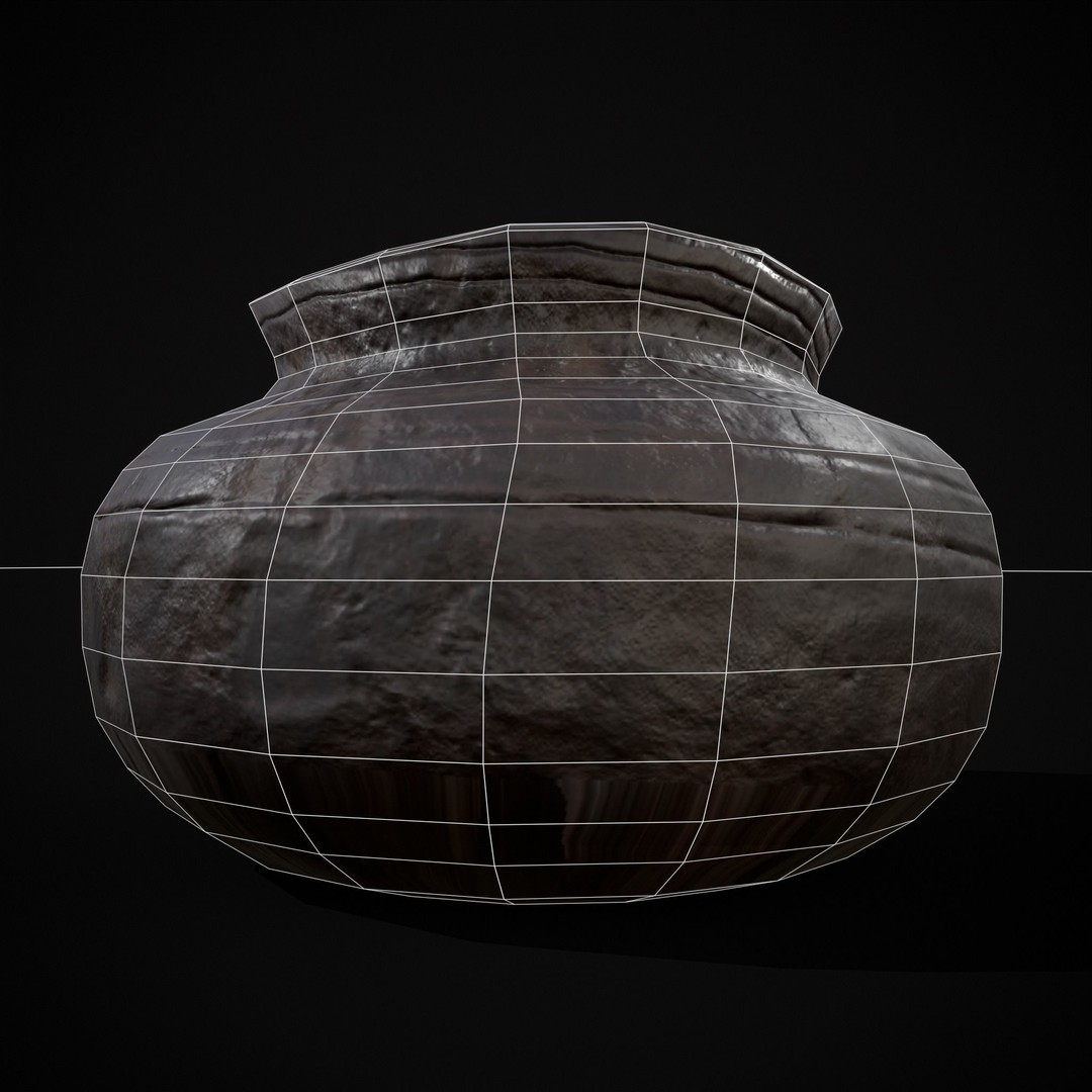 Sculpted Five Pottery Set 3D Model – Low Poly Kitchenware, FBX & OBJ - View 19