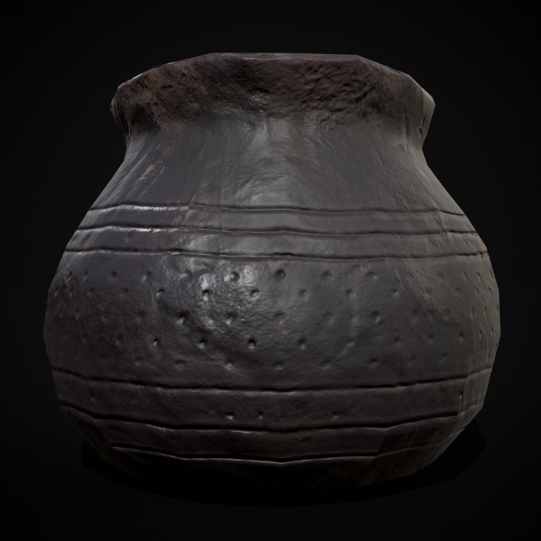 Sculpted Five Pottery Set 3D Model – Low Poly Kitchenware, FBX & OBJ - View 20