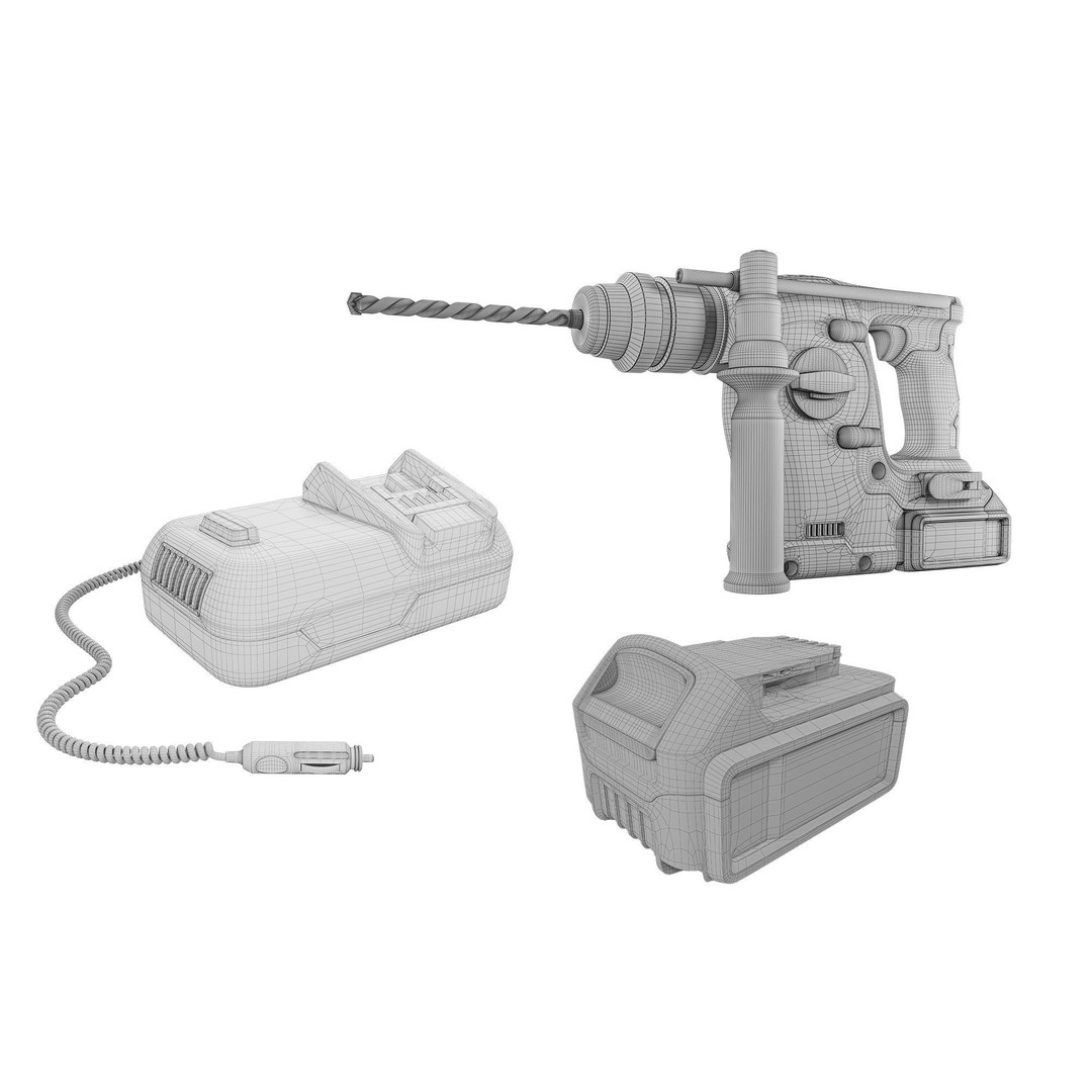 Dewalt 18V XR Brushless 3D Model – PBR Industrial Tool, FBX & OBJ