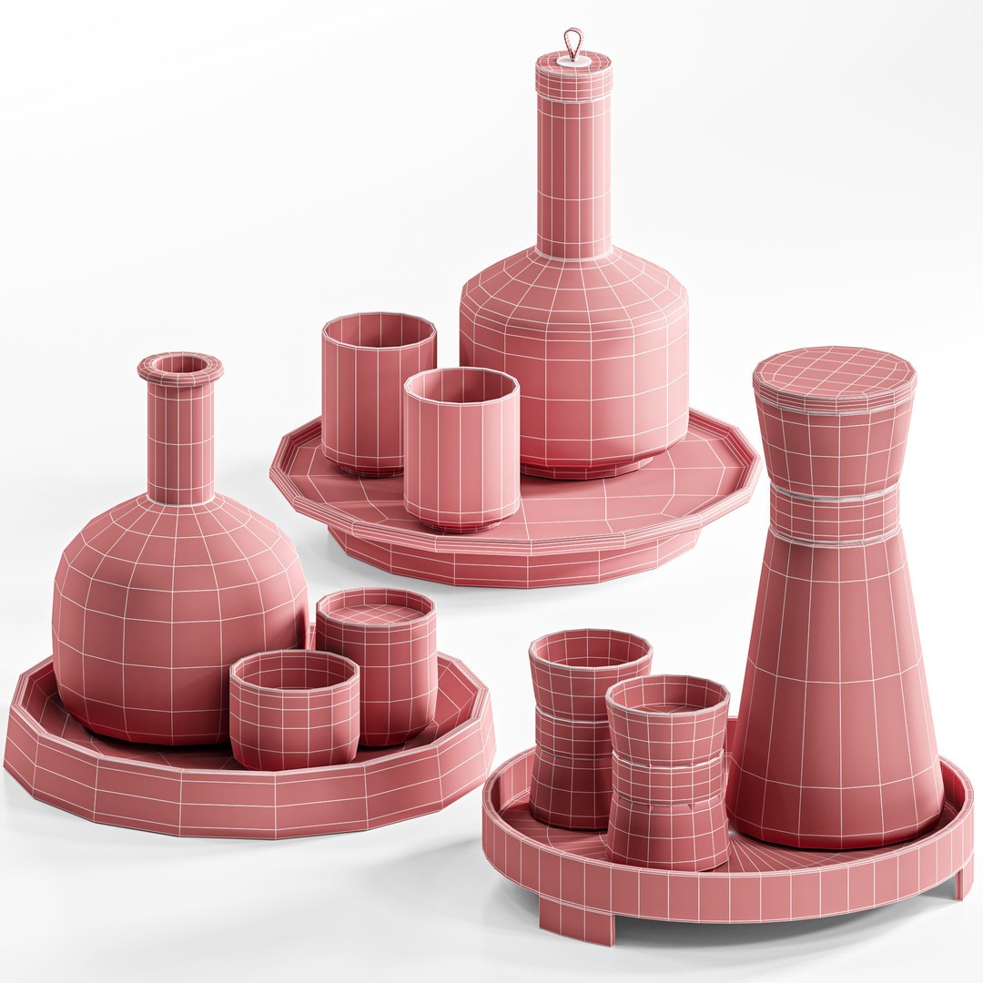 Dishes Tableware Set 3D Model – High Poly Kitchenware Asset, FBX, OBJ - View 5