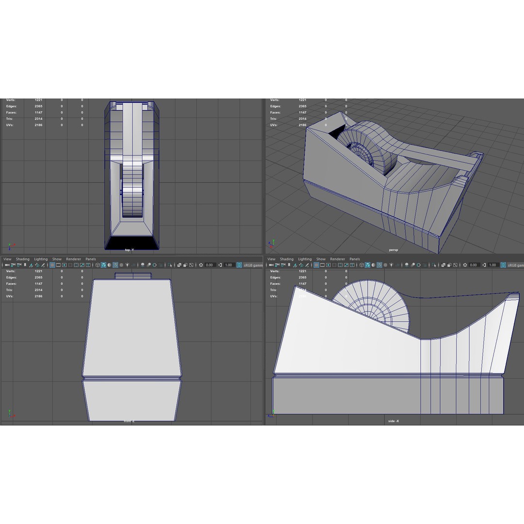 Adhesive Tape Dispenser 3D Model – Low Poly PBR Asset, FBX, OBJ - View 10