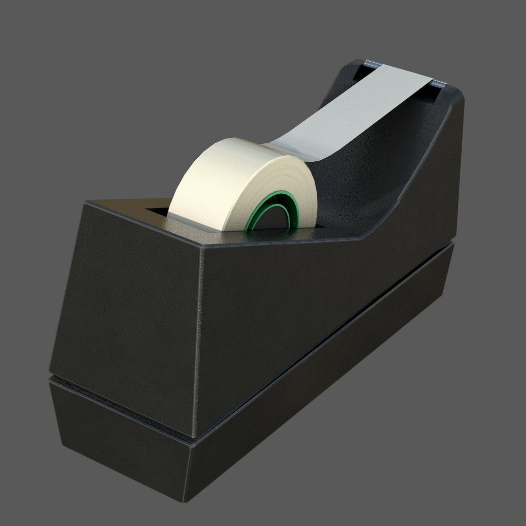 Adhesive Tape Dispenser 3D Model – Low Poly PBR Asset, FBX, OBJ - View 3