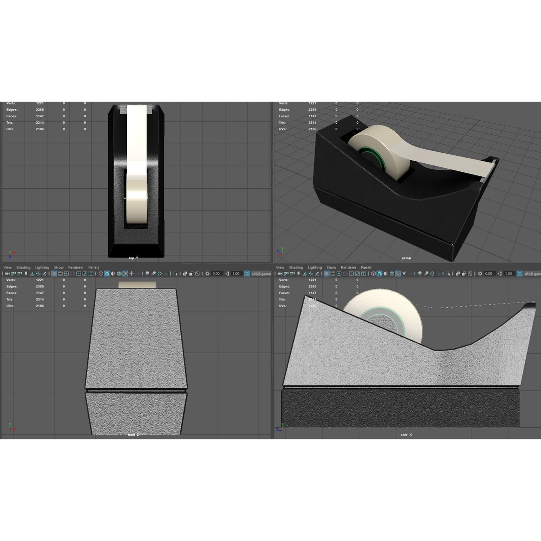 Adhesive Tape Dispenser 3D Model – Low Poly PBR Asset, FBX, OBJ - View 8
