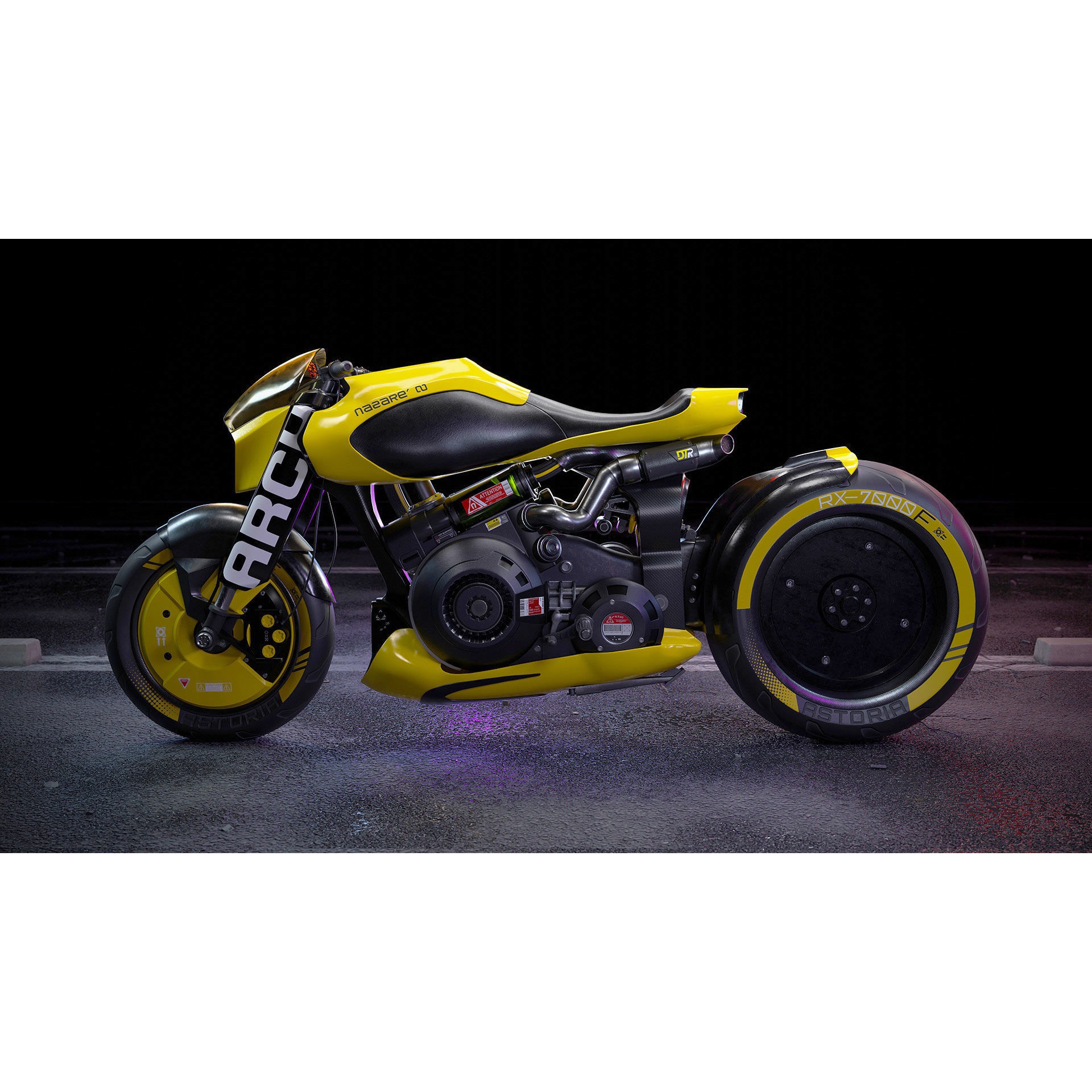 Cyberpunk Motorcycle - Game-Ready 3D Model - View 10