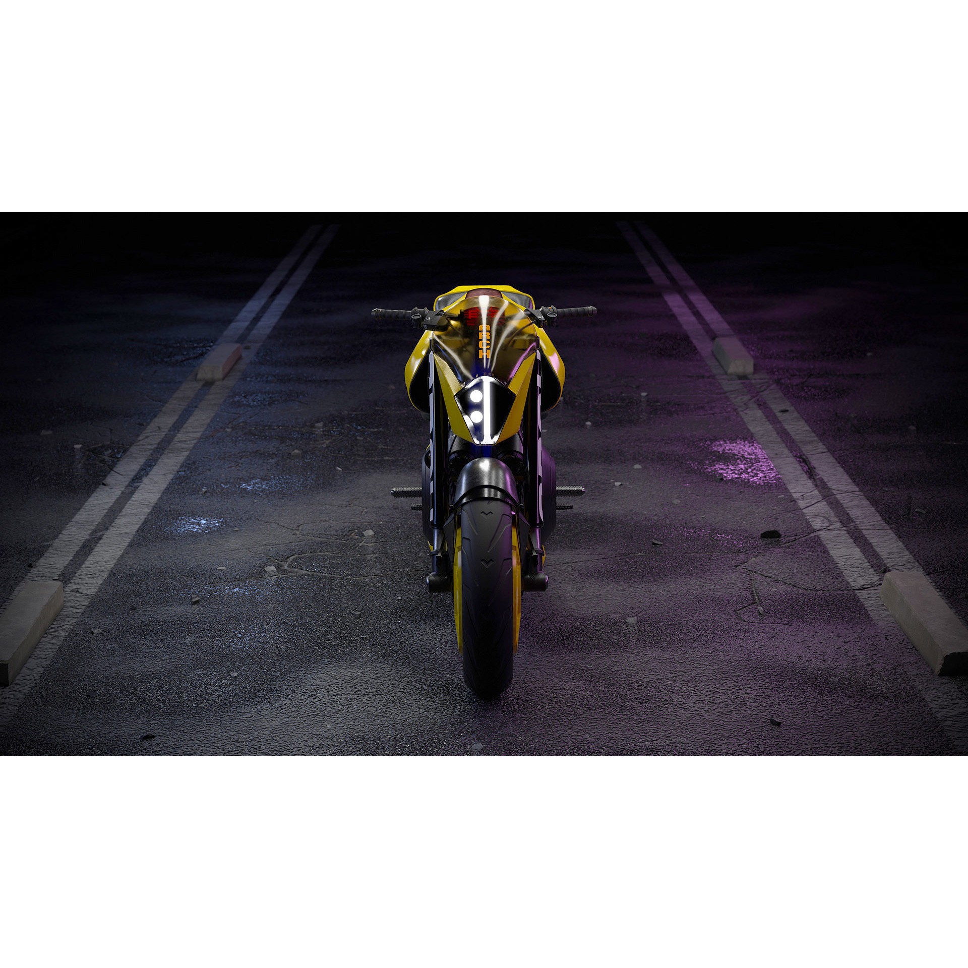Cyberpunk Motorcycle - Game-Ready 3D Model - View 11