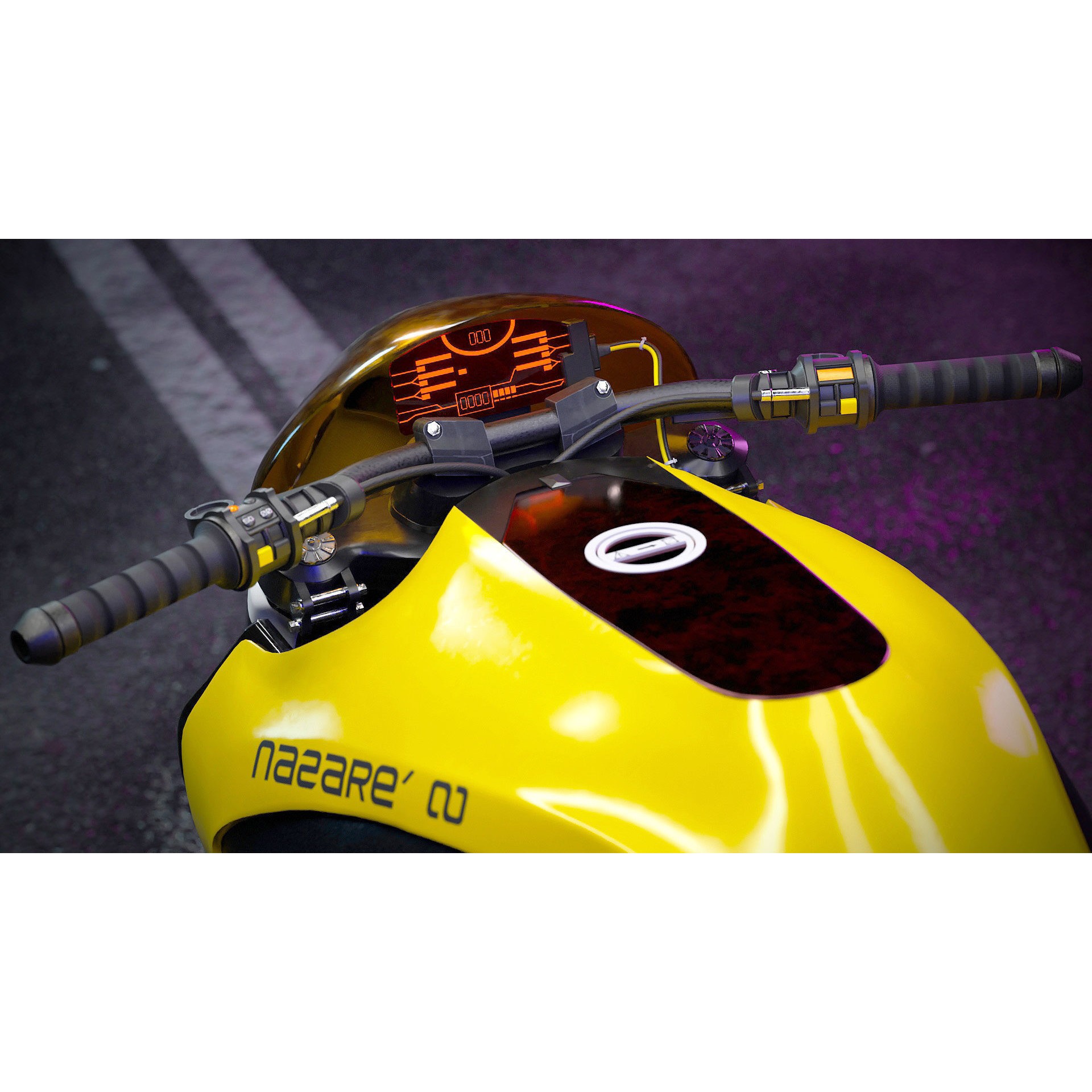 Cyberpunk Motorcycle - Game-Ready 3D Model - View 12