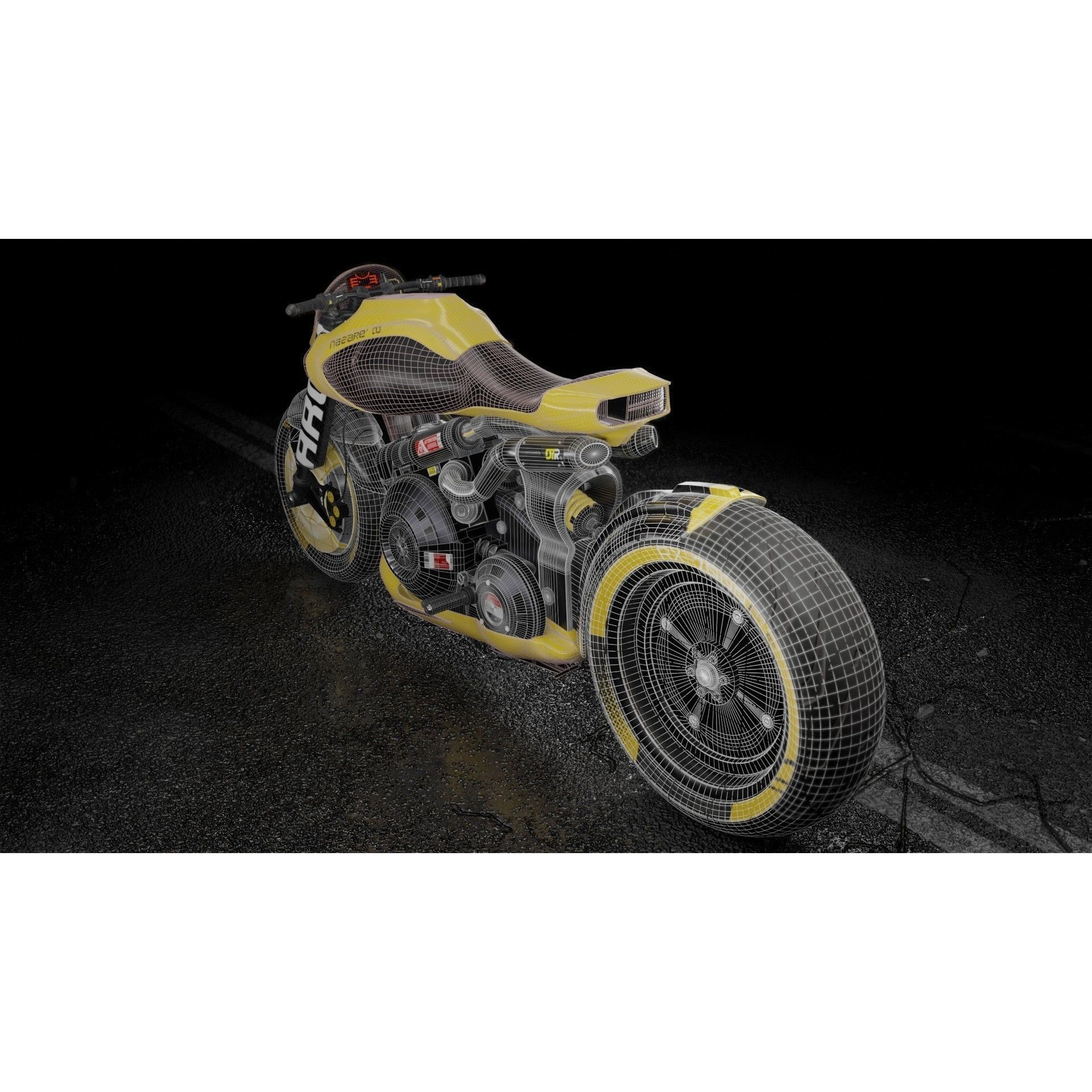 Cyberpunk Motorcycle - Game-Ready 3D Model - View 14