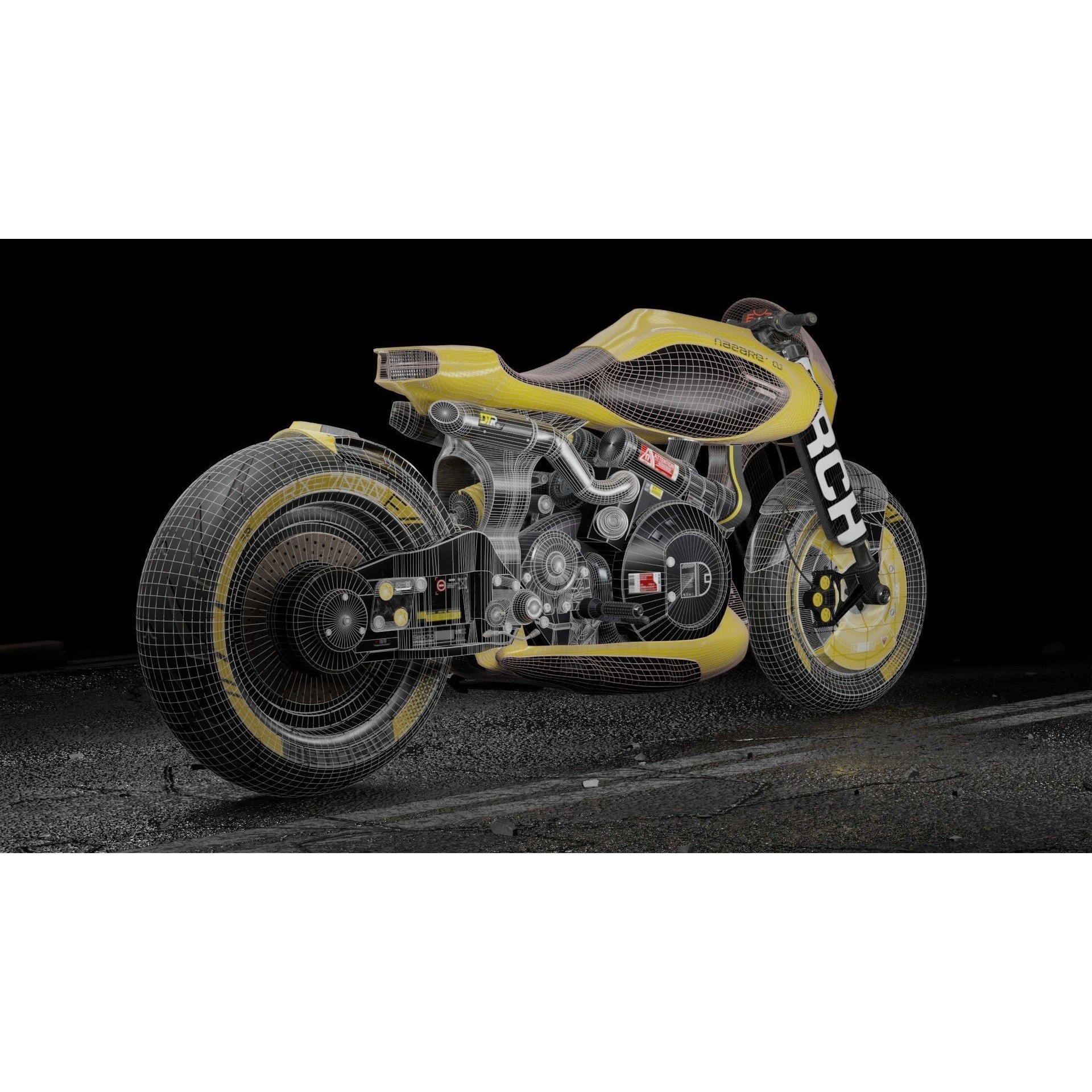 Cyberpunk Motorcycle - Game-Ready 3D Model - View 15