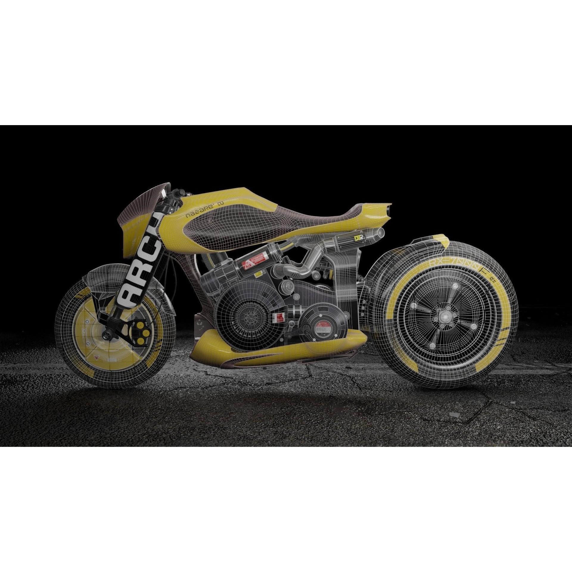 Cyberpunk Motorcycle - Game-Ready 3D Model - View 16