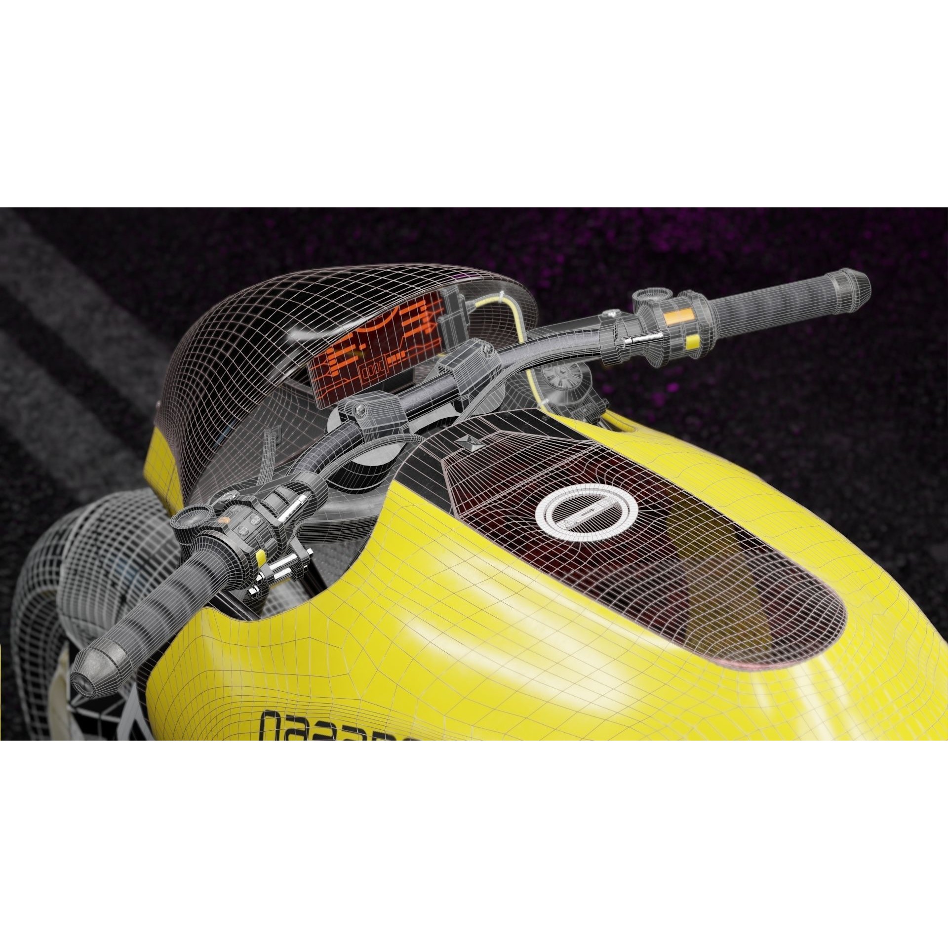 Cyberpunk Motorcycle - Game-Ready 3D Model - View 17