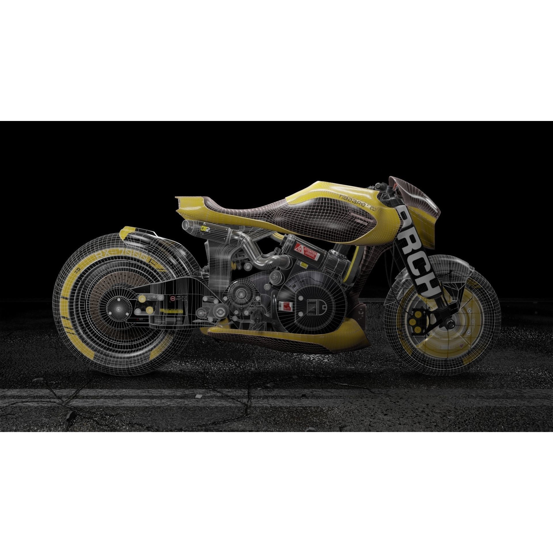 Cyberpunk Motorcycle - Game-Ready 3D Model - View 20