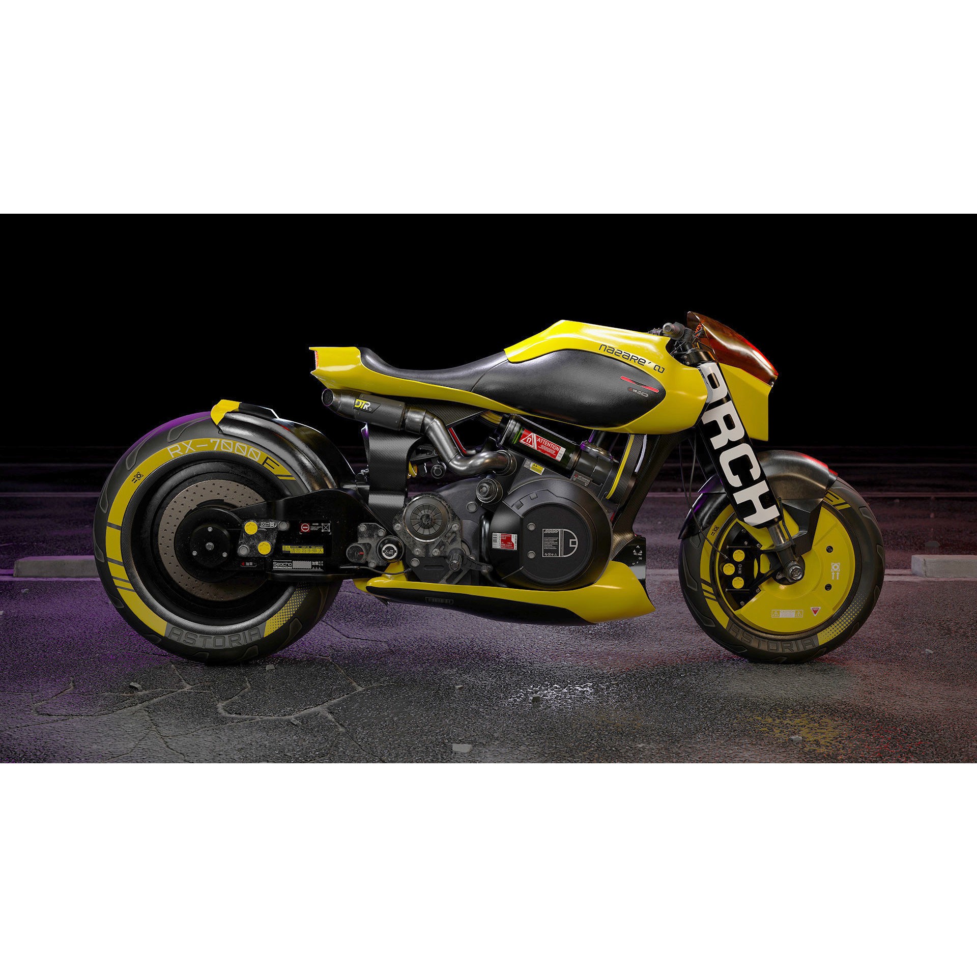 Cyberpunk Motorcycle - Game-Ready 3D Model - View 8