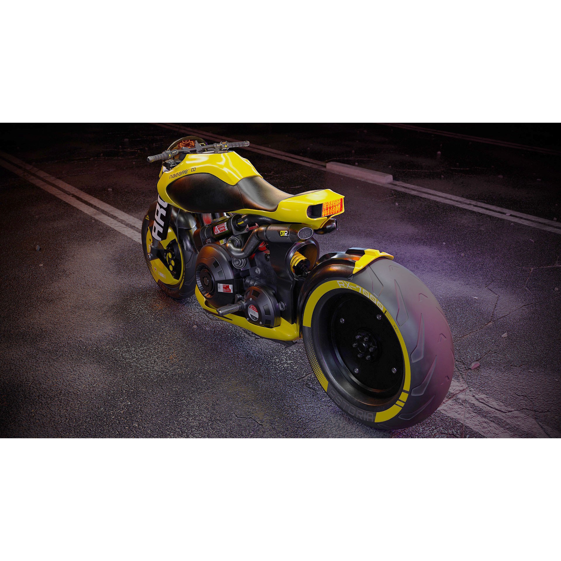 Cyberpunk Motorcycle - Game-Ready 3D Model - View 9