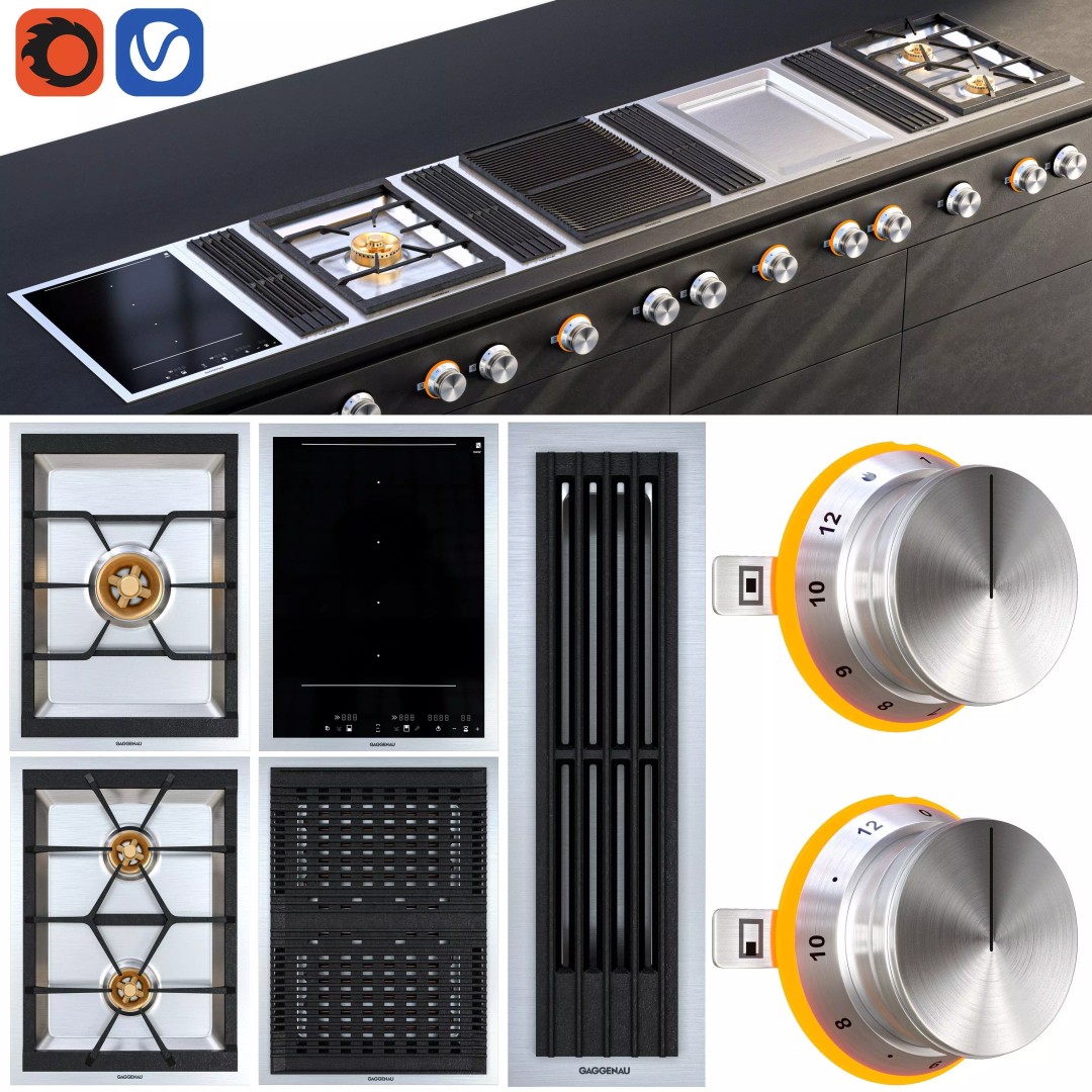 Gaggenau Cooktop 3D Model – Low Poly Kitchenware Asset, FBX, OBJ - View 2