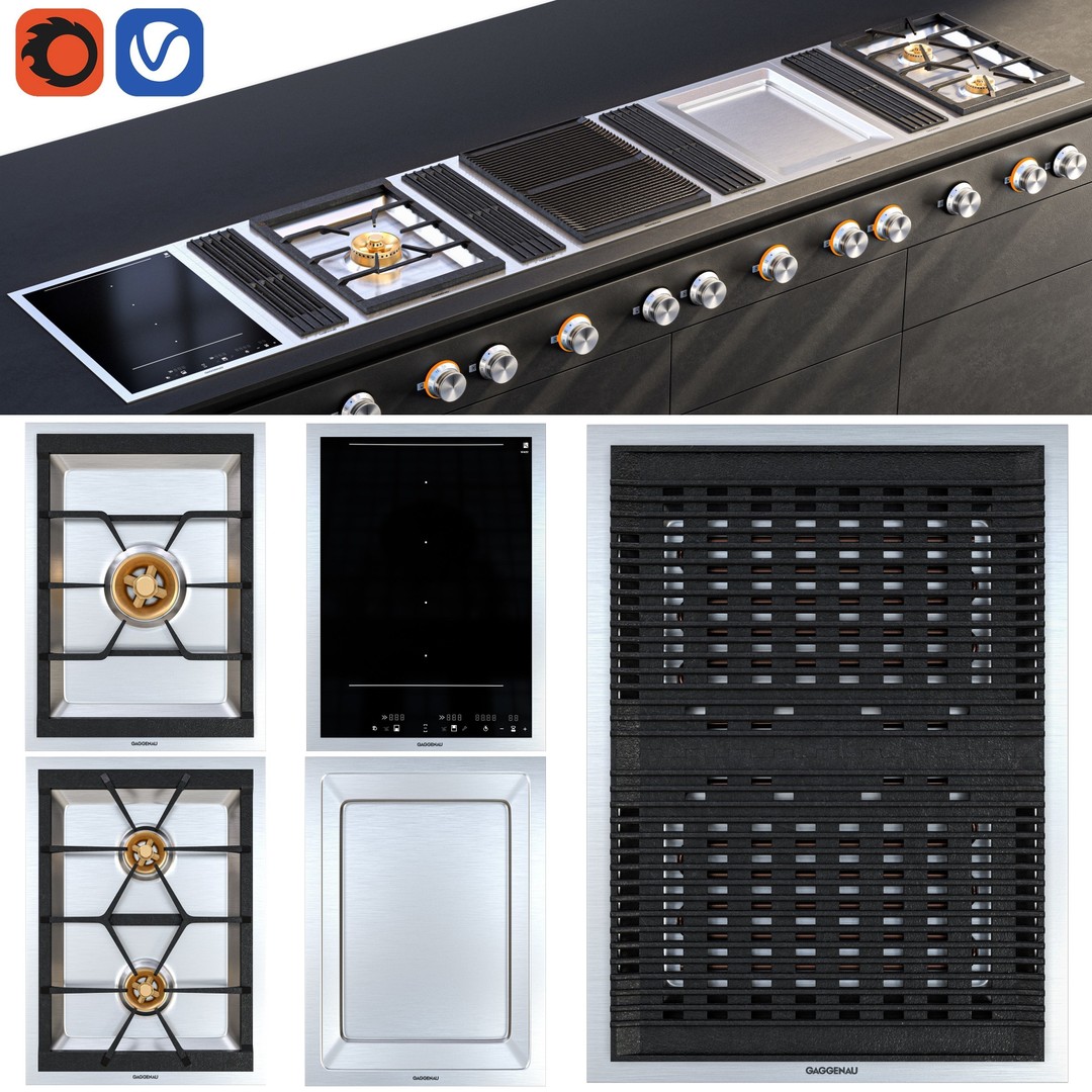 Gaggenau Cooktop 3D Model – Low Poly Kitchenware Asset, FBX, OBJ - View 4