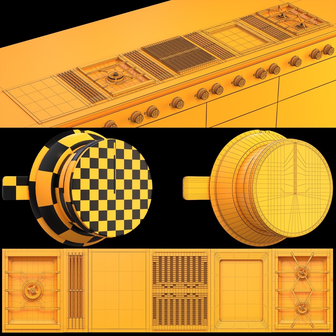 Gaggenau Cooktop 3D Model – Low Poly Kitchenware Asset, FBX, OBJ - View 9
