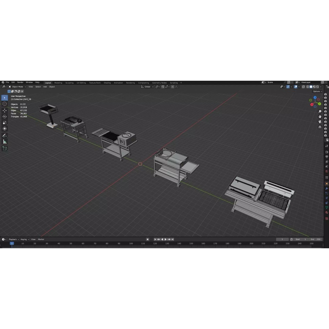 BBQ Grills and Smokers 3D Model – Low Poly Pack, Game Ready, FBX, OBJ - View 10