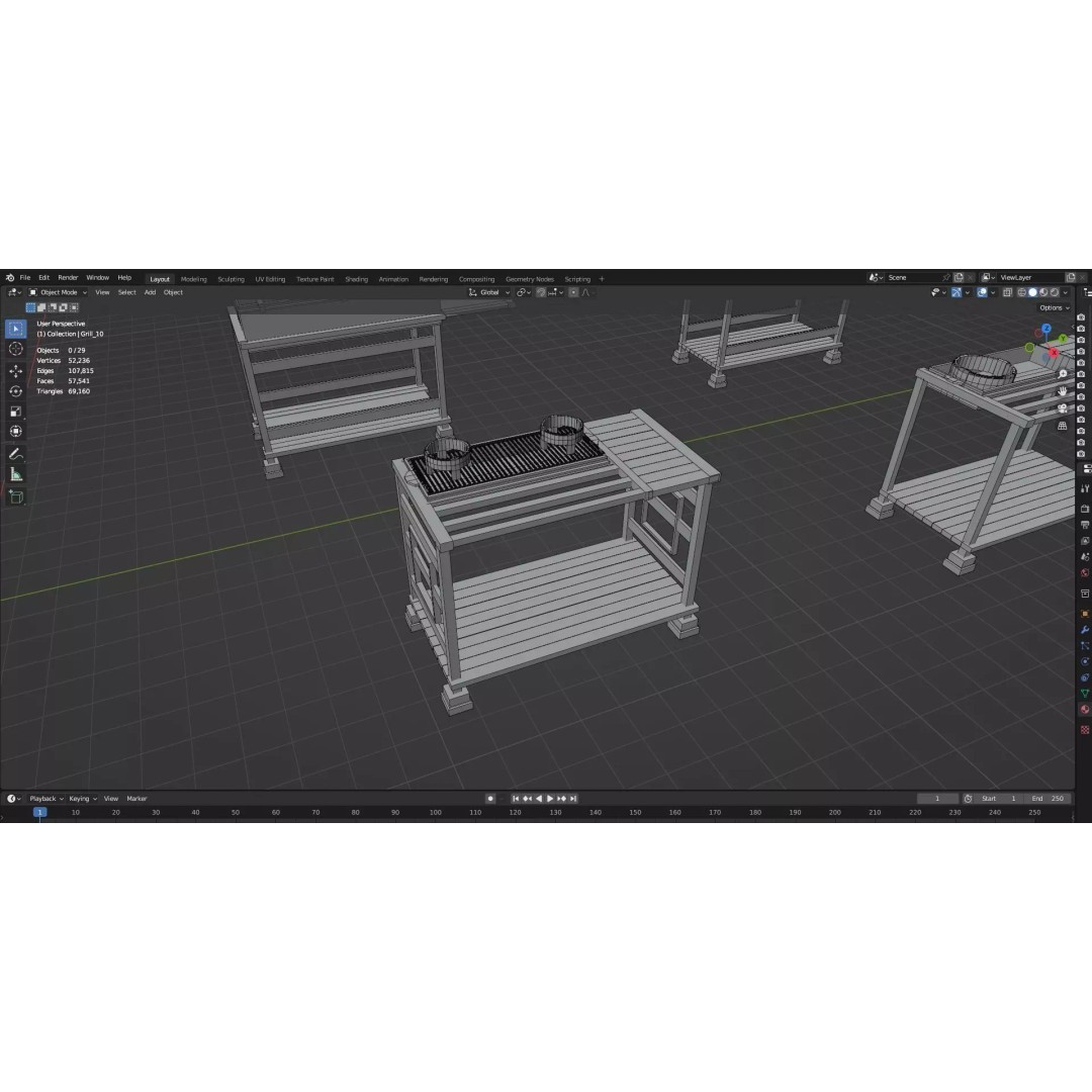 BBQ Grills and Smokers 3D Model – Low Poly Pack, Game Ready, FBX, OBJ - View 11