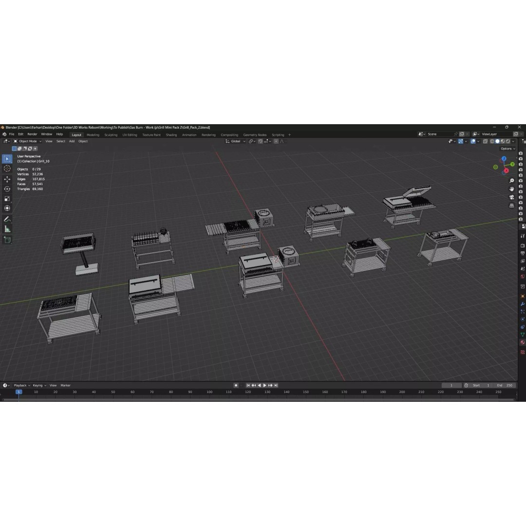 BBQ Grills and Smokers 3D Model – Low Poly Pack, Game Ready, FBX, OBJ - View 13