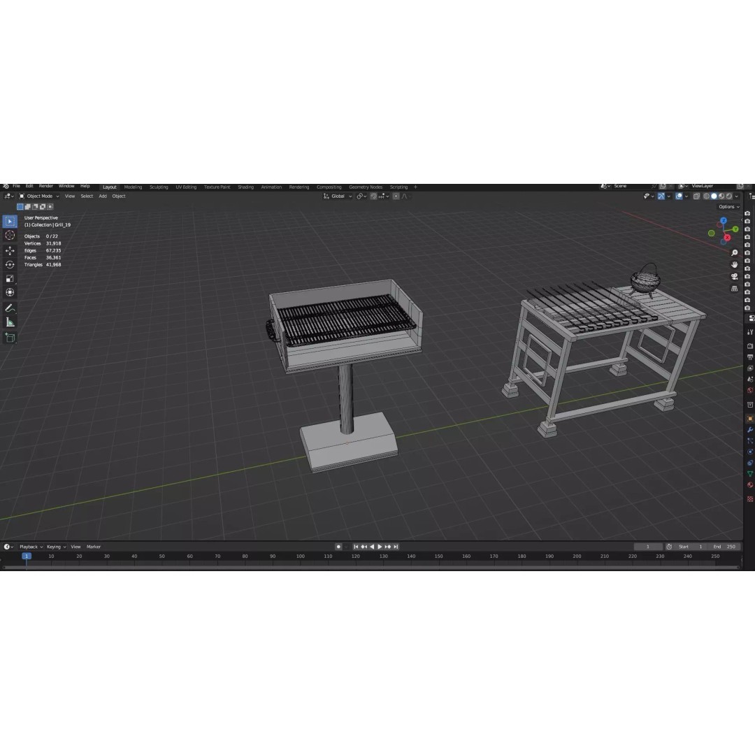 BBQ Grills and Smokers 3D Model – Low Poly Pack, Game Ready, FBX, OBJ - View 14