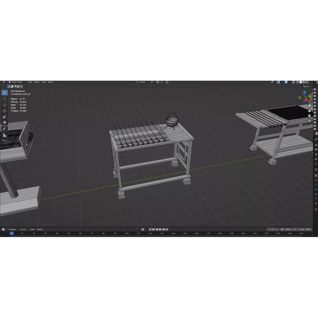 BBQ Grills and Smokers 3D Model – Low Poly Pack, Game Ready, FBX, OBJ - View 15
