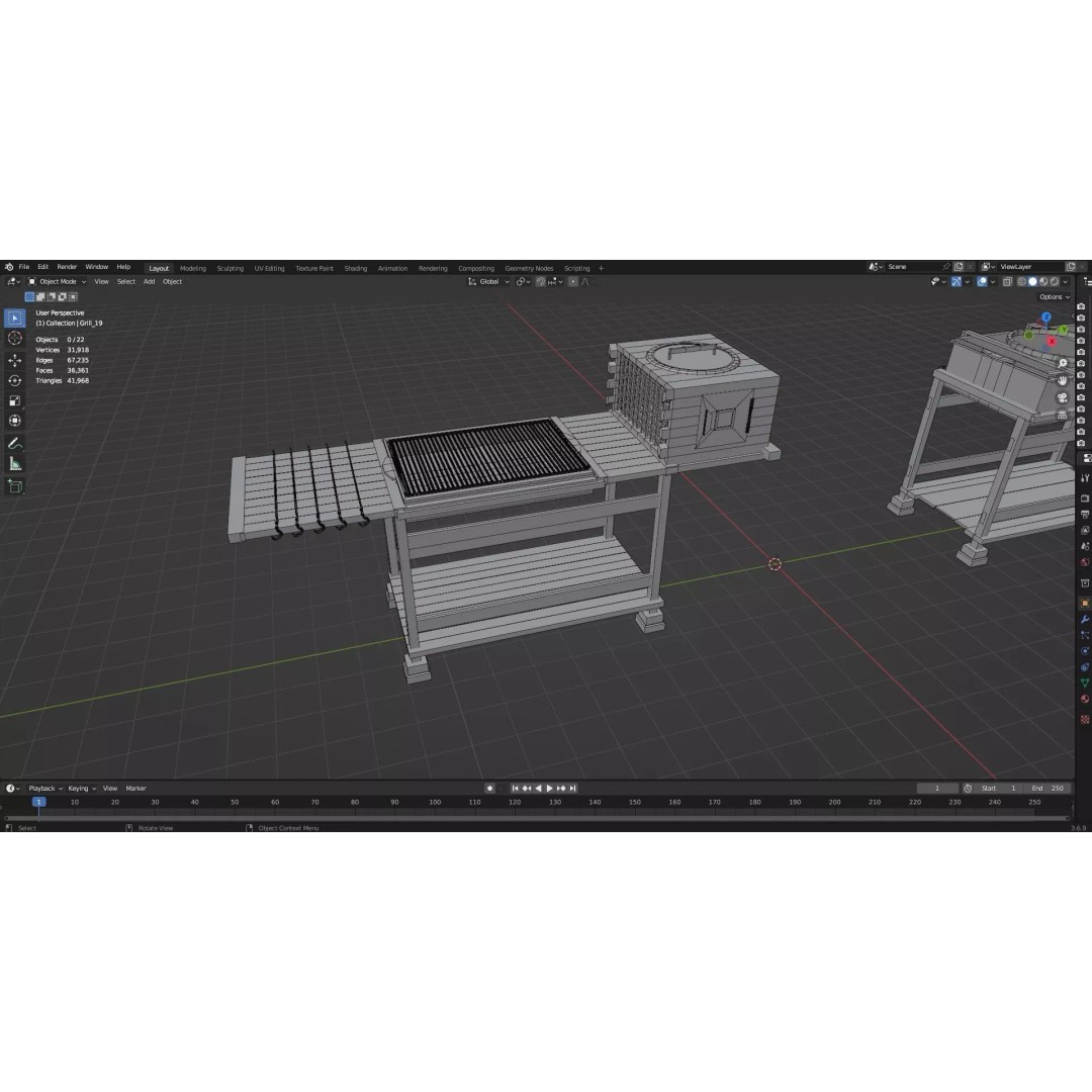 BBQ Grills and Smokers 3D Model – Low Poly Pack, Game Ready, FBX, OBJ - View 16