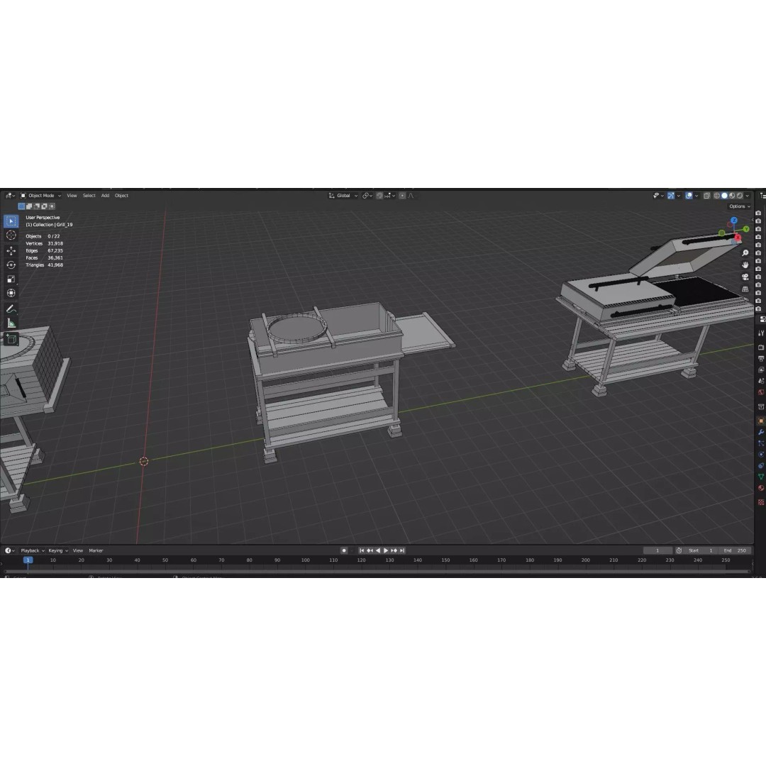 BBQ Grills and Smokers 3D Model – Low Poly Pack, Game Ready, FBX, OBJ - View 17