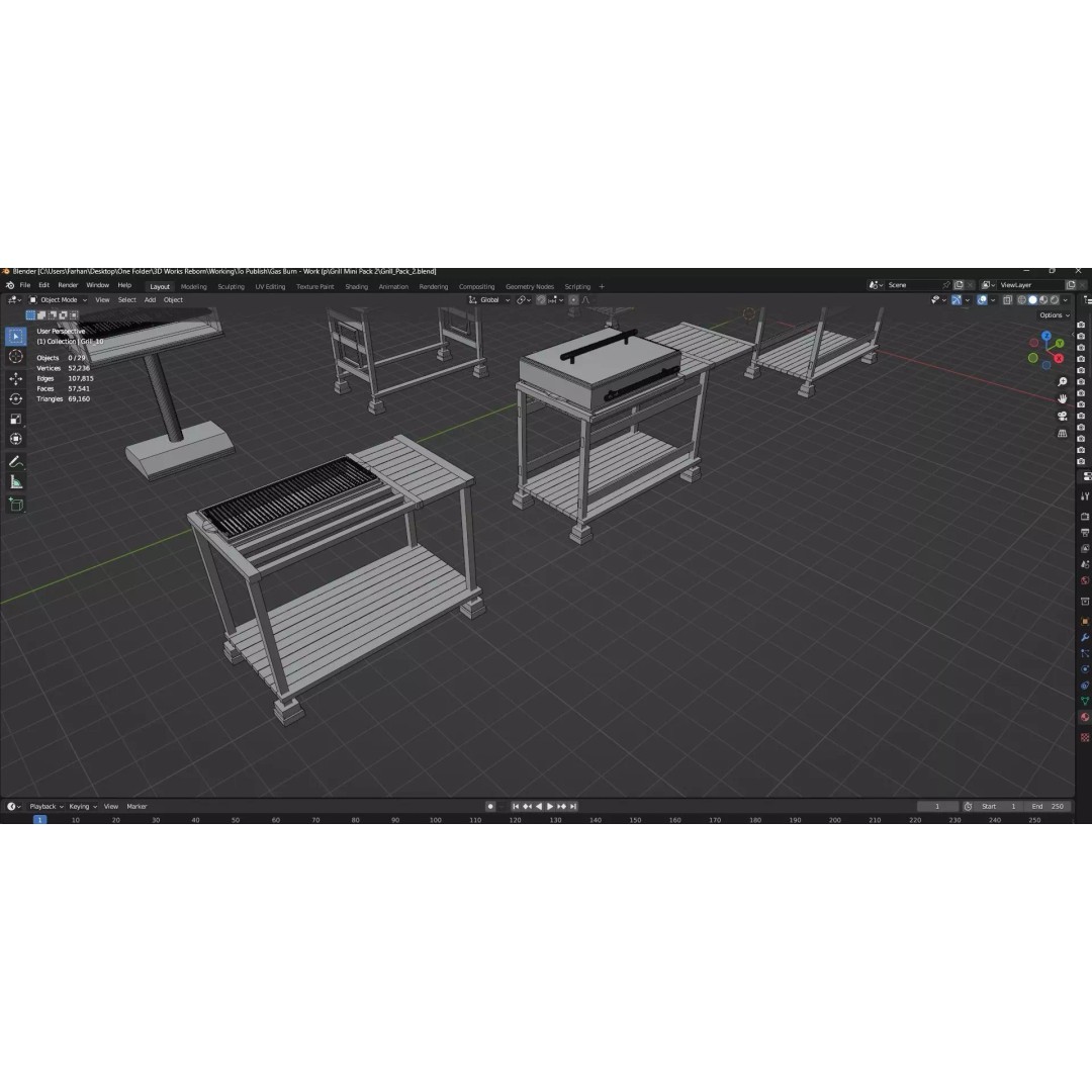 BBQ Grills and Smokers 3D Model – Low Poly Pack, Game Ready, FBX, OBJ - View 19