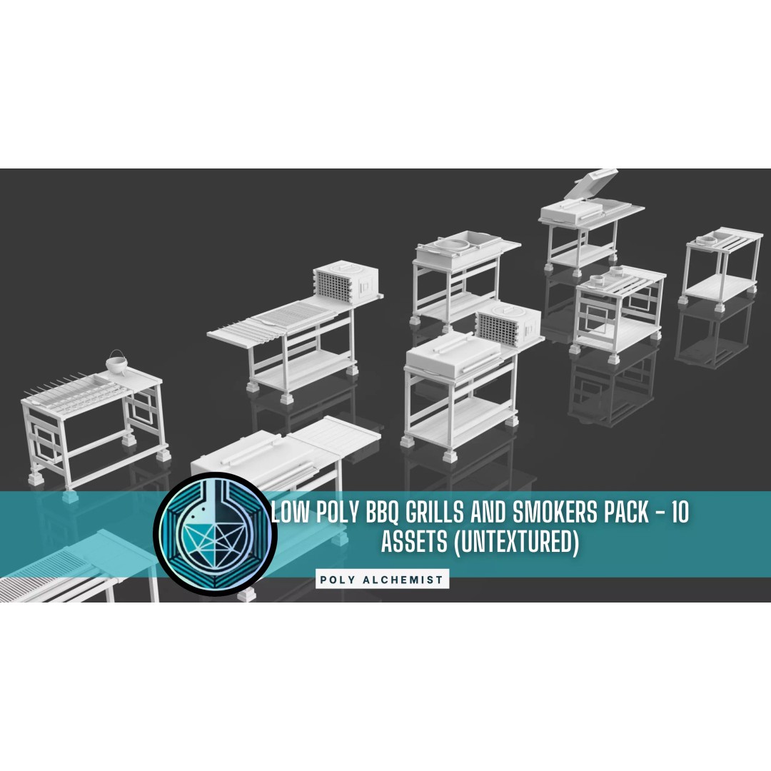 BBQ Grills and Smokers 3D Model – Low Poly Pack, Game Ready, FBX, OBJ - View 2