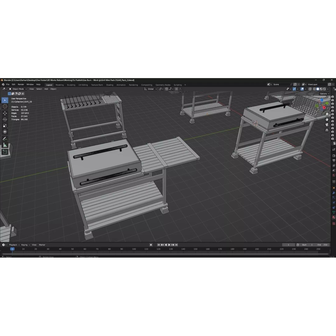 BBQ Grills and Smokers 3D Model – Low Poly Pack, Game Ready, FBX, OBJ - View 20