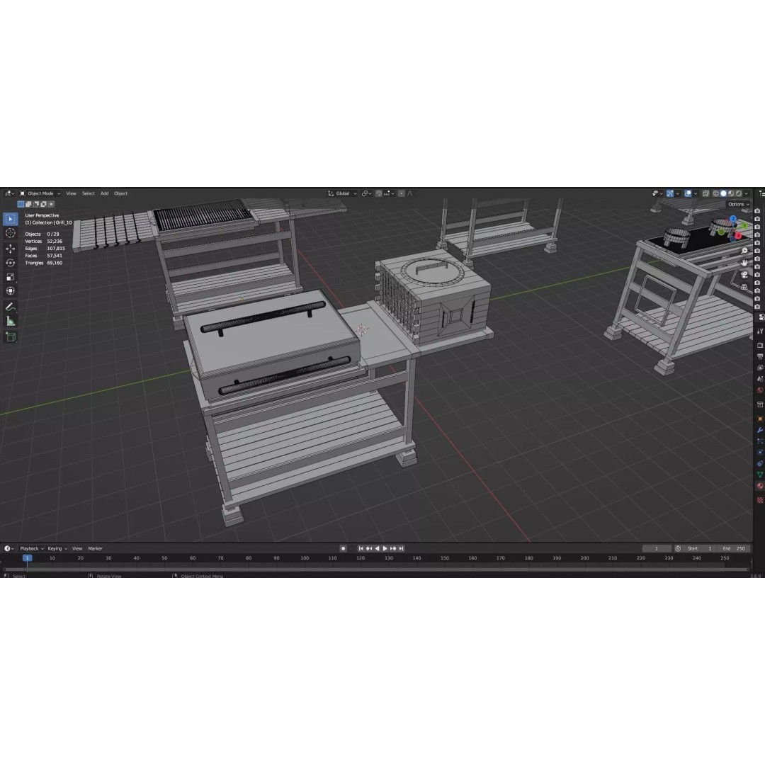 BBQ Grills and Smokers 3D Model – Low Poly Pack, Game Ready, FBX, OBJ - View 21