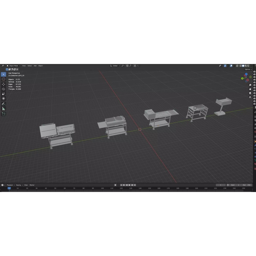 BBQ Grills and Smokers 3D Model – Low Poly Pack, Game Ready, FBX, OBJ - View 23