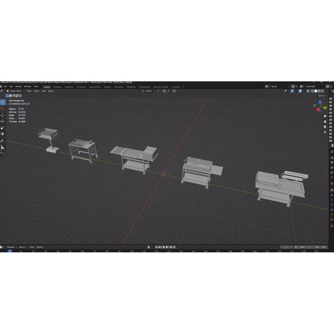 BBQ Grills and Smokers 3D Model – Low Poly Pack, Game Ready, FBX, OBJ - View 24