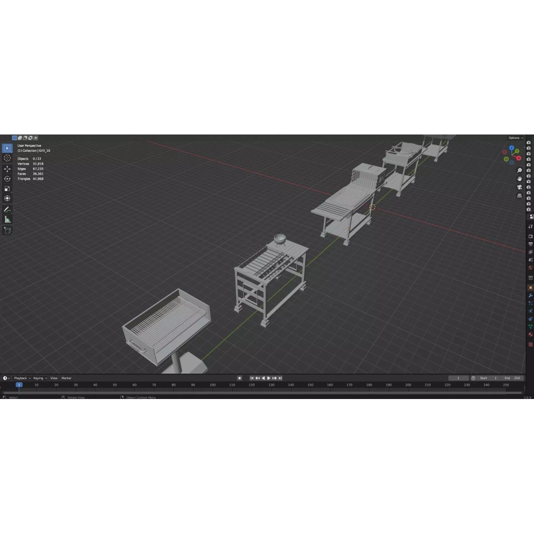 BBQ Grills and Smokers 3D Model – Low Poly Pack, Game Ready, FBX, OBJ - View 25
